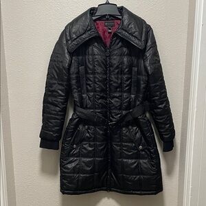 Mango Black Belted Puffer Jacket